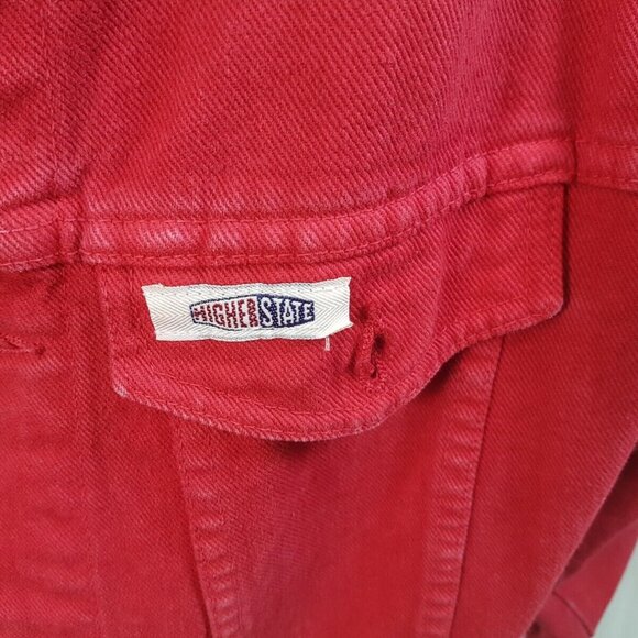 HIGH STATE Womens Vintage RED Denim Jacket Button Up LARGE MADE CANADA - Picture 3 of 10